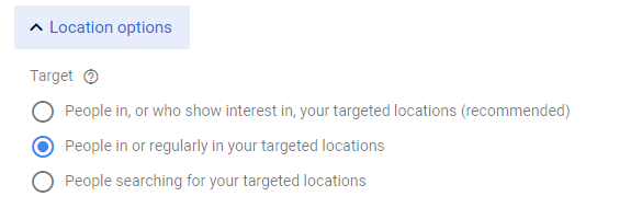 google ads location settings